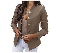 Masrin Damen Anzug Mode einfarbiger Kleiner Blazer Schmal Reihiger Kurzmantel Langärmlige schmale Jacke mit Stehkragen Business Casual Oberteile Clubwear Partykleidung