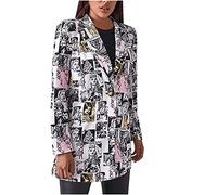 Masrin Damen Blazer Petite Anzug Modisches 3D Muster Anzugjacke Business Casual Anzug Knöpfen offene Vorderseite Geschäft Büro Jacke Schlanke Passform Formaler Longblazer Für Büro Business & Casual