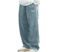 Masrin Herren Cordhose Einfarbig Lang Sweathose Elastischem Bund Loose Fit Freizeithose mit Taschen Herbst Winter