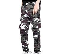 Masrin Herren Hosen Camouflage Cargohose mit 6 Taschen Outdoor Safety Combat Tooling Hosen Weite Hose in Übergröße mit weitem Bein Trekkinghose Trainingshose Trekkinghose Freizeithose Chinohose