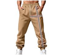 Masrin Jogginghose Herren Vintage Gestreift Druck Sporthose Elastischem Bund Sweathose Sportliche Strukturmuster Arbeitshose mit Taschen Stretch Stoffhose Freizeithose Laufhose Freizeitstil Cargohose