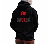 Masrin Kapuzenpullover Damen Vintage Gotischen Hoodie mit Rückenbuchstabendruck Frühling Sweatshirt mit Kapuze Drop Shoulder Ärmeln Langärmshirt Lose Blusenoberteile in Übergröße Streetwear