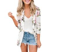 Masrin Petite Anzug Für Damen Blazer Fashion Blumen Motiv Anzugjacke Business Casual Anzug Mantel Knöpfen offene Vorderseite Übergangsjacke Gemütlich Formaler Geschäftskleidung Für Hochzeit Party