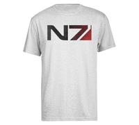 Mass Effect N7 Abgenutztes Logo Herren Graues T-Shirt Umweltfreundliches Tee Men Grey T-Shirt Eco-Friendly Tee