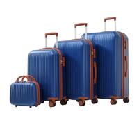 Massbinet Gepäckset (14 Zoll + 20 Zoll + 24 Zoll + 28 Zoll) - Mit Teleskopgriffen aus Metall 360° Doppelrollen TSA Schloss Design Hartschalen Gepäckset stilvoll Antique Blue