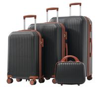 Massbinet Gepäckset (14 Zoll + 20 Zoll + 24 Zoll + 28 Zoll) - Mit Teleskopgriffen aus Metall 360° Doppelrollen TSA Schloss Design Hartschalen Gepäckset stilvoll Antique Black