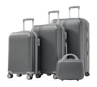 Massbinet Gepäckset (14 Zoll + 20 Zoll + 24 Zoll + 28 Zoll) - Mit Teleskopgriffen aus Metall 360° Doppelrollen TSA Schloss Design Hartschalen Gepäckset stilvoll Antique Gray