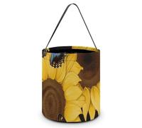 [Maße: 20 x 21 x 18 cm (B x L x L); Halloween-Tragetasche, gelbe Sonnenblumen mit blauen Schmetterlingen, bedruckte Süßigkeitentüten - wiederverwendbar für Partys und Geschenke