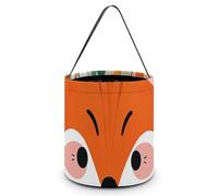 [Maße: 20 x 21 x 18 cm (B x L x L); Halloween-Tragetasche, Tier, niedlicher Fuchs, Blumenblatt, bedruckt, Süßigkeitentüten - wiederverwendbar für Partys und Geschenke