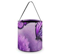 [Maße: 20 x 21 x 18 cm (B x L x L); Halloween-Tragetasche, violette Blume, Schmetterlinge, bedruckte Süßigkeitentüten - wiederverwendbar für Partys und Geschenke