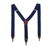 Massi Morino Hosenträger für Herren aus echtem Leder, längenverstellbar blau blaue dunkelblau naviblau marineblau ozeanblau arktikblau pazifikblau brilliant azorenblau brombeerblau