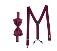 Massi Morino Hosenträger mit Fliege Set für Herren und Damen I Y-Form Träger elastisch mit extra starken Clips - 3,5cm breit - längenverstellbar I Vorgebundener Schlips für Anzug