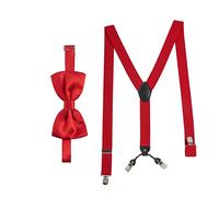 Hosenträger MASSI MORINO "Massi Morino Hosenträger-Set", Herren, Gr. 1, rot, Obermaterial: 100% Polyester PES., Hosenträger, mit Fliege (69294026-1) rot