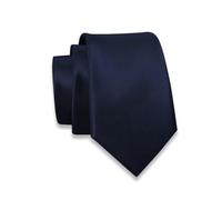Massi Morino Krawatte dunkelblau schmal für Herren - 6 cm - Tie Schlips uni einfarbig I Slim Fit Kravatte blau