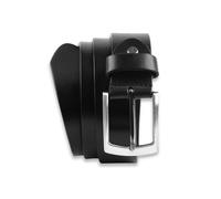 Massi Morino Ledergürtel Herren - 3,5 cm breit- Gürtel aus echtem Rindsleder I Vollledergürtel inkl. Beutel (Schwarz, 115 cm Bundmaß (A))