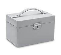 Massido Schmuckkästchen Schmuckschatulle mit Spiegel Schmuckaufbewahrung Organizer Tragbar 18,6 x 14,8 x 11 cm Grau