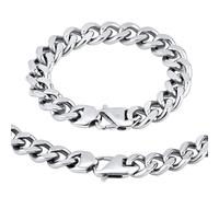 Massives Set aus Armband und Halskette CURB 12 mm