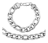 Massives Set aus Armband und Halskette FIGARO 11 mm