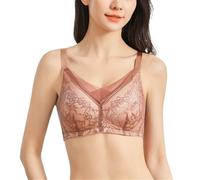 Mastektomie-BH, BH Mit Taschen, Stütz-BH Für Brustprothesen, Sexy Spitze, Bügellos, Bequemer Alltags-BH Für Reife Frauen(Camel,L)