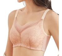 Mastektomie-BH, BH Mit Taschen, Stütz-BH Für Brustprothesen, Sexy Spitze, Bügellos, Bequemer Alltags-BH Für Reife Frauen(Khaki,XL)
