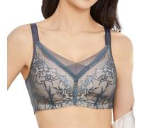 Mastektomie-BH, BH Mit Taschen, Stütz-BH Für Brustprothesen, Sexy Spitze, Bügellos, Bequemer Alltags-BH Für Reife Frauen(Blue,XX-Large)