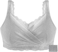 Mastektomie BH Mit Taschen Für Prothesen, Sexy Spitzen Operationen Bra Kabelloses Bralette Mit Vollständiger Abdeckung Für Jeden Tag (Color : Grey, Size : A_42/95)