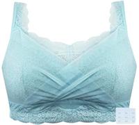 Mastektomie BH Mit Taschen Für Prothesen, Sexy Spitzen Operationen Bra Kabelloses Bralette Mit Vollständiger Abdeckung Für Jeden Tag (Color : Blue, Size : C_42/95)