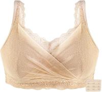 Mastektomie BH Mit Taschen Für Prothesen, Sexy Spitzen Operationen Bra Kabelloses Bralette Mit Vollständiger Abdeckung Für Jeden Tag (Color : Beige, Size : B_42/95)