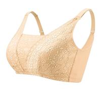 Mastektomie BH, Stütz-BH Für Brustprothesen, Sexy Bralette Mit Großer Tasche Und Spitze, Kabellos, Bequemer Alltags BH Für Frauen(Skin,3XL)