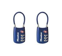 Master Lock 4688BLUEC2 Gepäckschloss, Reise-Reißverschluss-Vorhängeschloss, perfekt für Koffer, Taschen oder Rucksäcke, 2 Stück, Blau