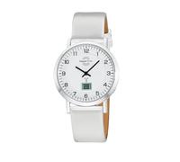 Master Time MTLA-10805-12L Damen-Funkuhr mit weißem Lederband