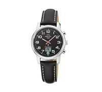 Master Time MTLA-10819-22L Funkarmbanduhr für Damen mit Lederband Schwarz