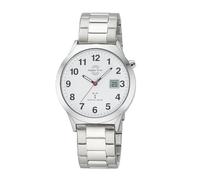 Funkuhr MASTER TIME, silberfarben, weiß, Armbanduhren, Herren, Quarzuhr, Armbanduhr, Herrenuhr, Edelstahlarmband, analog, digital (62510617-0) silberfarben, weiß