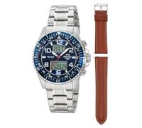 Master Time MTGA-10922-32M Herrenuhr Funk Super Power Stahl/Blau mit 2 Bändern