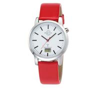 Funkuhr MASTER TIME, rot, Armbanduhren, Herren, Quarzuhr, Armbanduhr, Herrenuhr, Lederarmband, analog, digital (34917863-0) rot