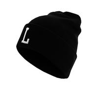 MSTRDS Unisex Letter Cuff Knit Beanie - Strickmütze mit 3D-Buchstaben-Stick, personalisierbar mit Alphabet-Buchstabe, weiches Material & cooler Fit, L, one size
