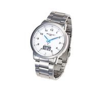 Masterline 1966 Funk Herren Armbanduhr Funkuhr Travel-Line II Weiss Edelstahl ML06128012