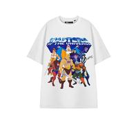 Masters of the Universe Herren-T-Shirt, kurzärmelig, Grafik-T-Shirt in Schwarz, Schwert und Planet, Cartoon-Serie, Bekleidungs-Top, weiß, M
