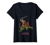 Masters of the Universe: Revelation He-Man & Battle Cat T-Shirt mit V-Ausschnitt