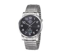 MasterTime Herren-Funkuhr Basic, silber/ schwarz - mit Zugband - MTGA-10308-22M