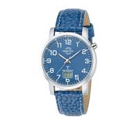 MasterTime Herren-Funkuhr MTGA-10493-32L, analog-digital, Blau, Lederarmband