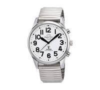 MasterTime sprechende Herrenuhr MTGA-10691-61M, Funk, Edelstahl-Zugband, analog