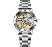 MASTOP Damenuhren Automatik Steampunk Selbstaufzug Mechanisches Silberarmband Damen Skelett Armbanduhr Gold, Gold, Armband