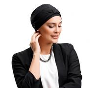 MASUMI Chemo Bio-Kopfbedeckung - Ellie Bambus Turban Hut für Damen | Kopfbekleidung für Frauen mit Haarausfall | Weiche Hüte für Krebspatienten | 95% Bambus (Farbe:Schwarz)