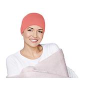 MASUMI Chemo Bio-Kopfbedeckung - SCHLAFMÜTZE | Krebskopfbedeckung für Männer & Frauen mit Haarausfall | Alopezia Mützen & Kopfbedeckungen | Unisex Schlafmütze | 95% Baumwolle (Koralle)