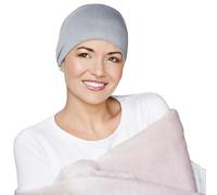 MASUMI Chemo Bio-Kopfbedeckung - SCHLAFMÜTZE | Krebskopfbedeckung für Männer & Frauen mit Haarausfall | Alopezia Mützen & Kopfbedeckungen | Unisex Schlafmütze | 95% Baumwolle (Grau)