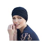 MASUMI Chemo Bio-Kopfebedckung - Scarlet Turban | Krebskopfbedeckung für Männer & Frauen mit Haarausfall | Alopezia Mützen & Kopfbedeckungen | 95% Baumwolle (Farbe: Marineblau)