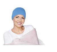 MASUMI Chemo Bio-Kopfebedckung - SCHLAFMÜTZE | Krebskopfbedeckung für Frauen mit Haarausfall | Alopezia Mützen & Kopfbedeckungen (Einheitsgröße) (Blaues Meer)