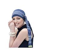 MASUMI - Damen Kopfbedeckung für Chemotherapie, Krebspatienten und Frauen mit Haarausfall - Turban-Stil - aus Bambus (Dunkelblau/Iris Florenza) - Yanna