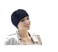 MASUMI Louise - Damen Mütze für Chemotherapie, Krebspatienten und Frauen mit Haarausfall - Turban-Stil - aus Bambus (Dunkelblau)